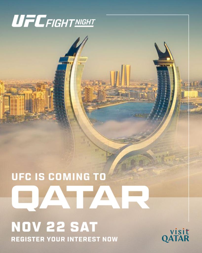 L'UFC débarque pour la toute première fois au Qatar pour une soirée de combats qui s'annonce déjà historique L'UFC débarque pour la toute première fois au Qatar pour une soirée de combats qui s'annonce déjà historique