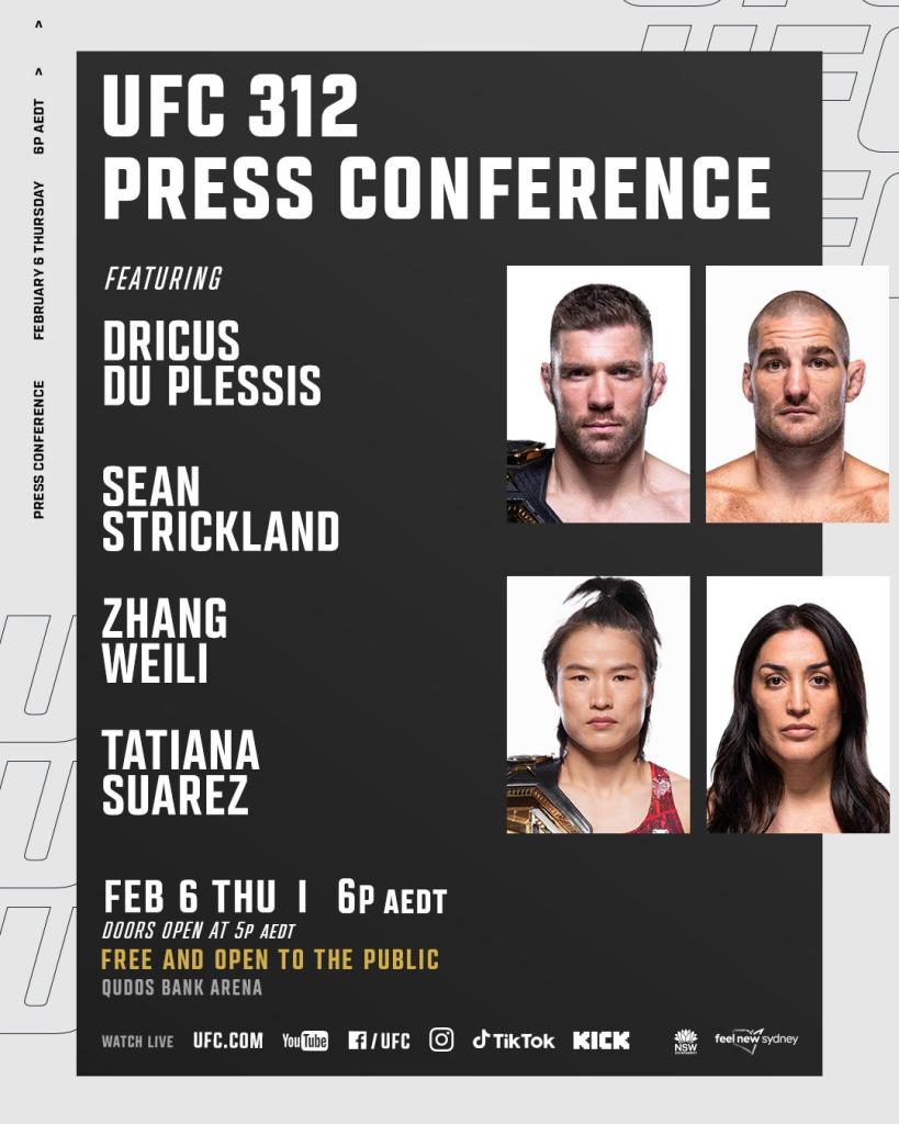 UFC 312 - Conférence de presse d'avant combat | Sydney