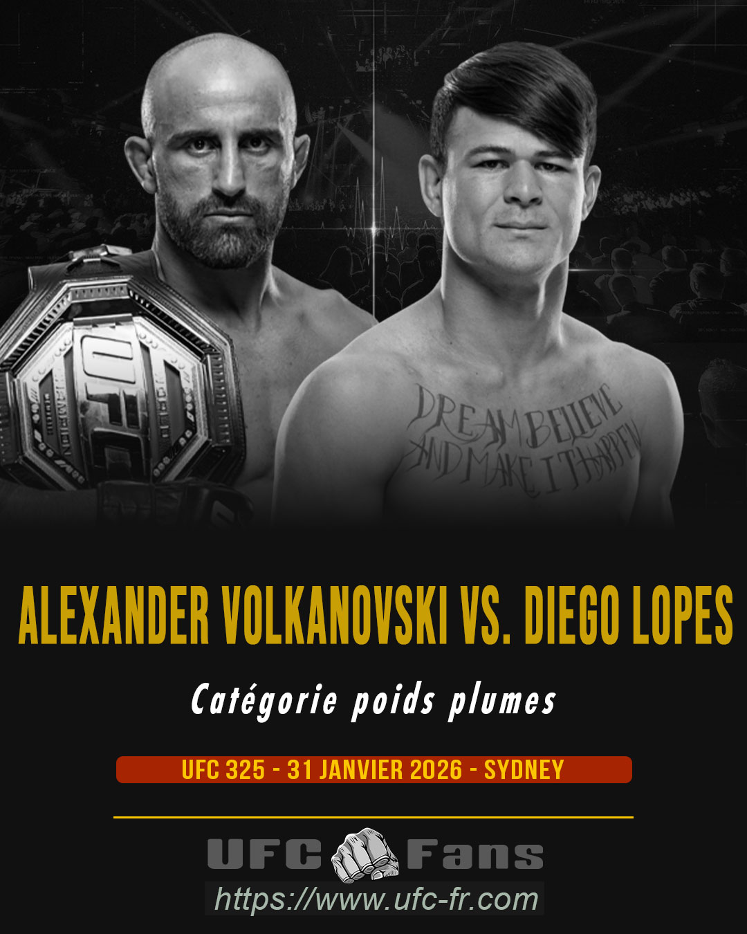 UFC 325 - Alexander Volkanovski vs Diego Lopes UFC 325 - Alexander Volkanovski vs Diego Lopes