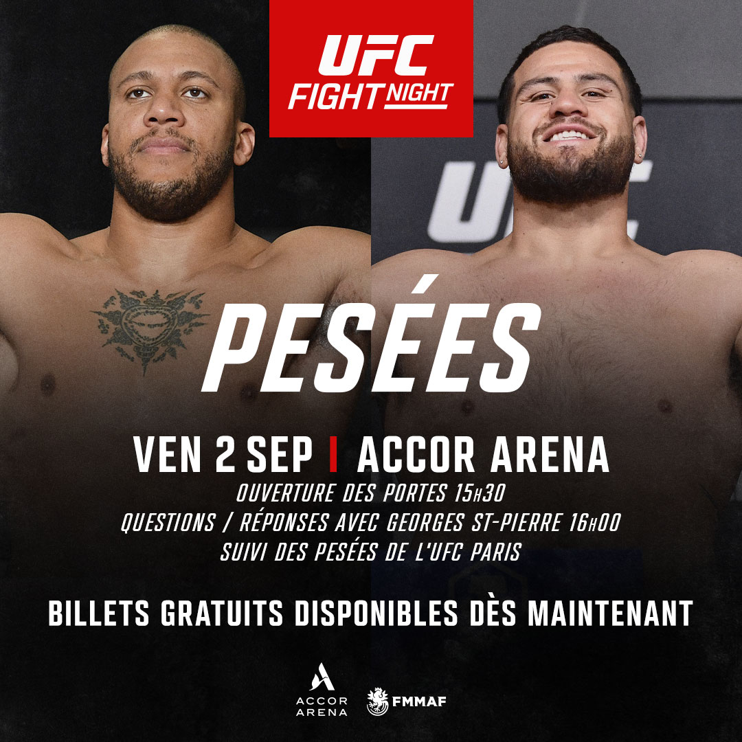 UFC Paris Programme de la semaine UFC Fans